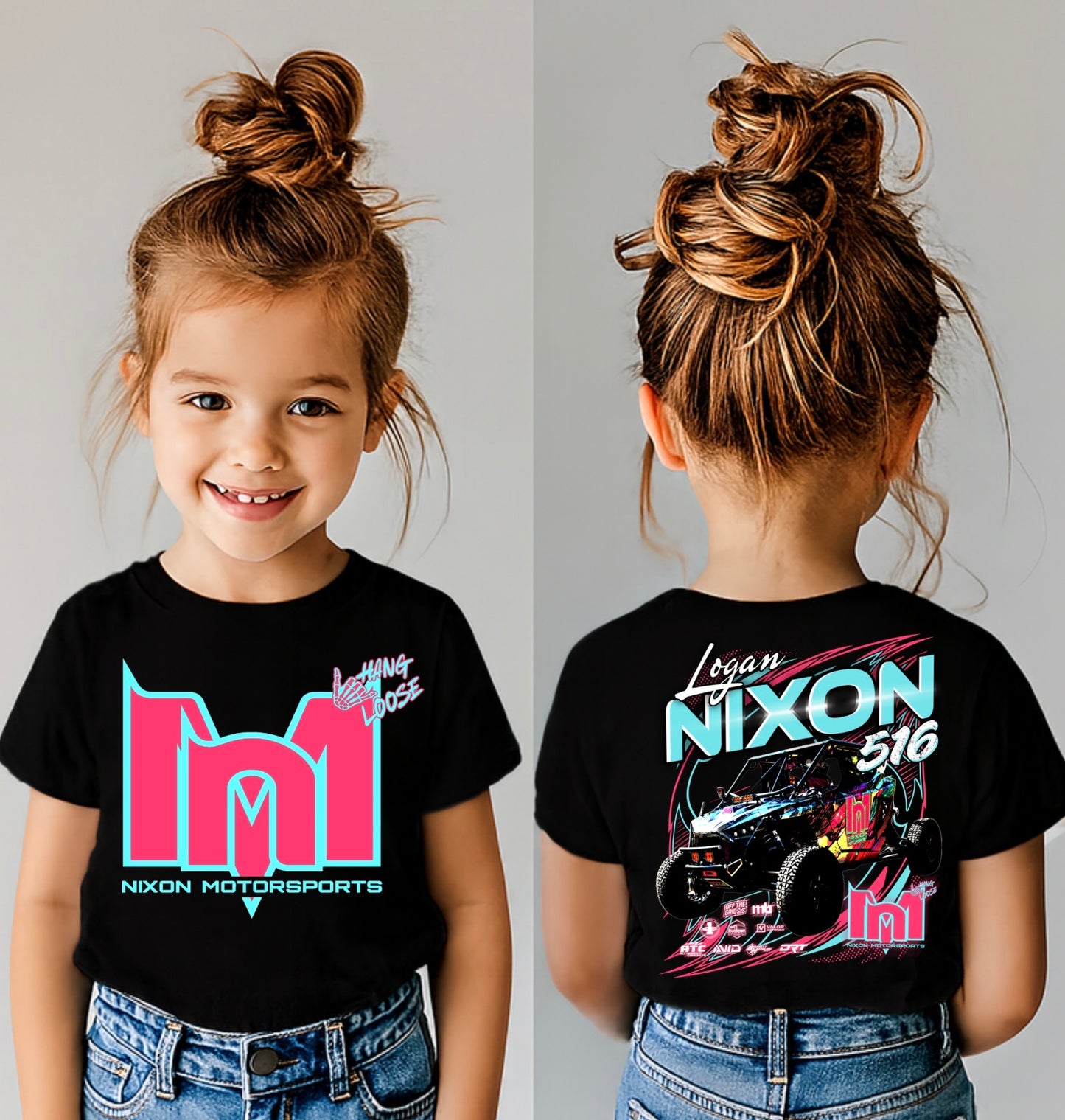 Kids race merch black tshirt