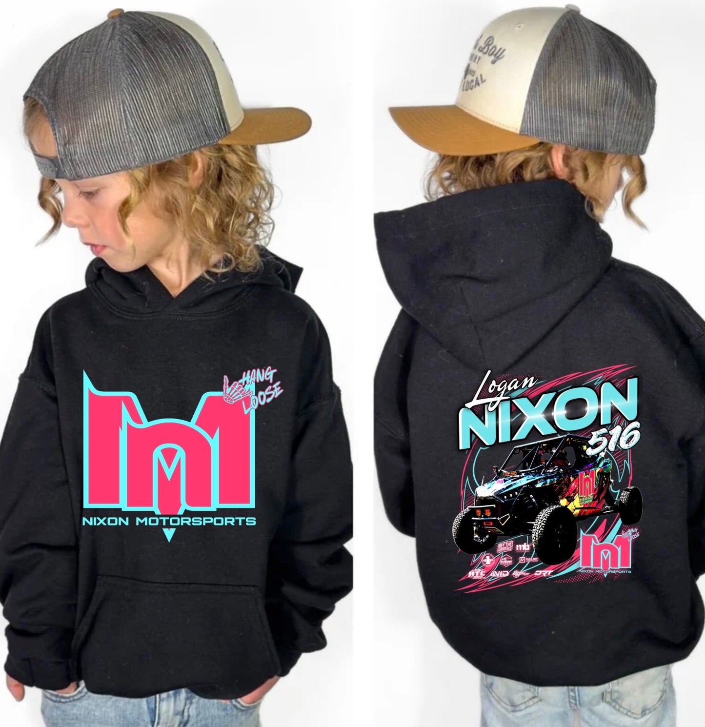 Kids race merch black hoodie