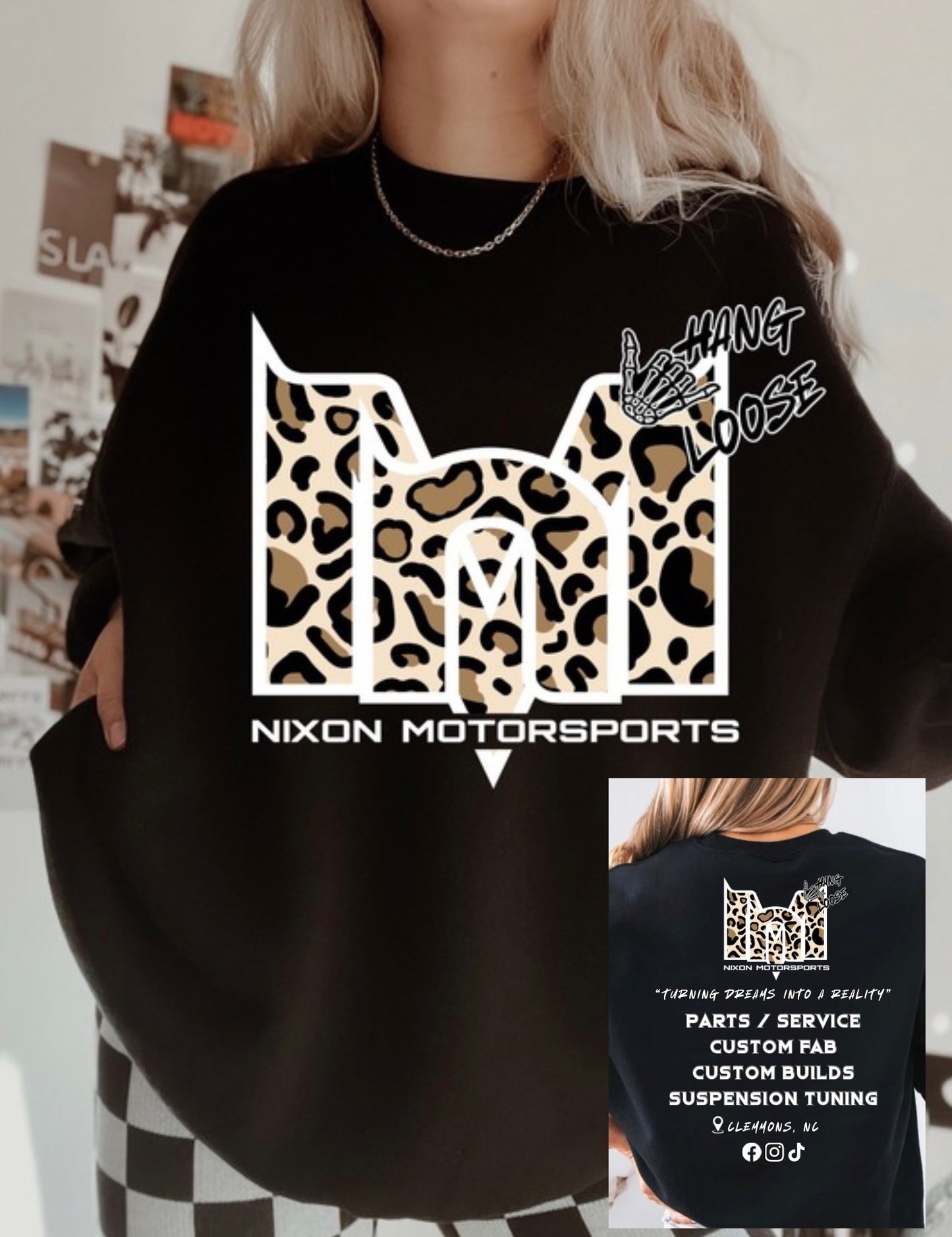 Black cheetah crewneck