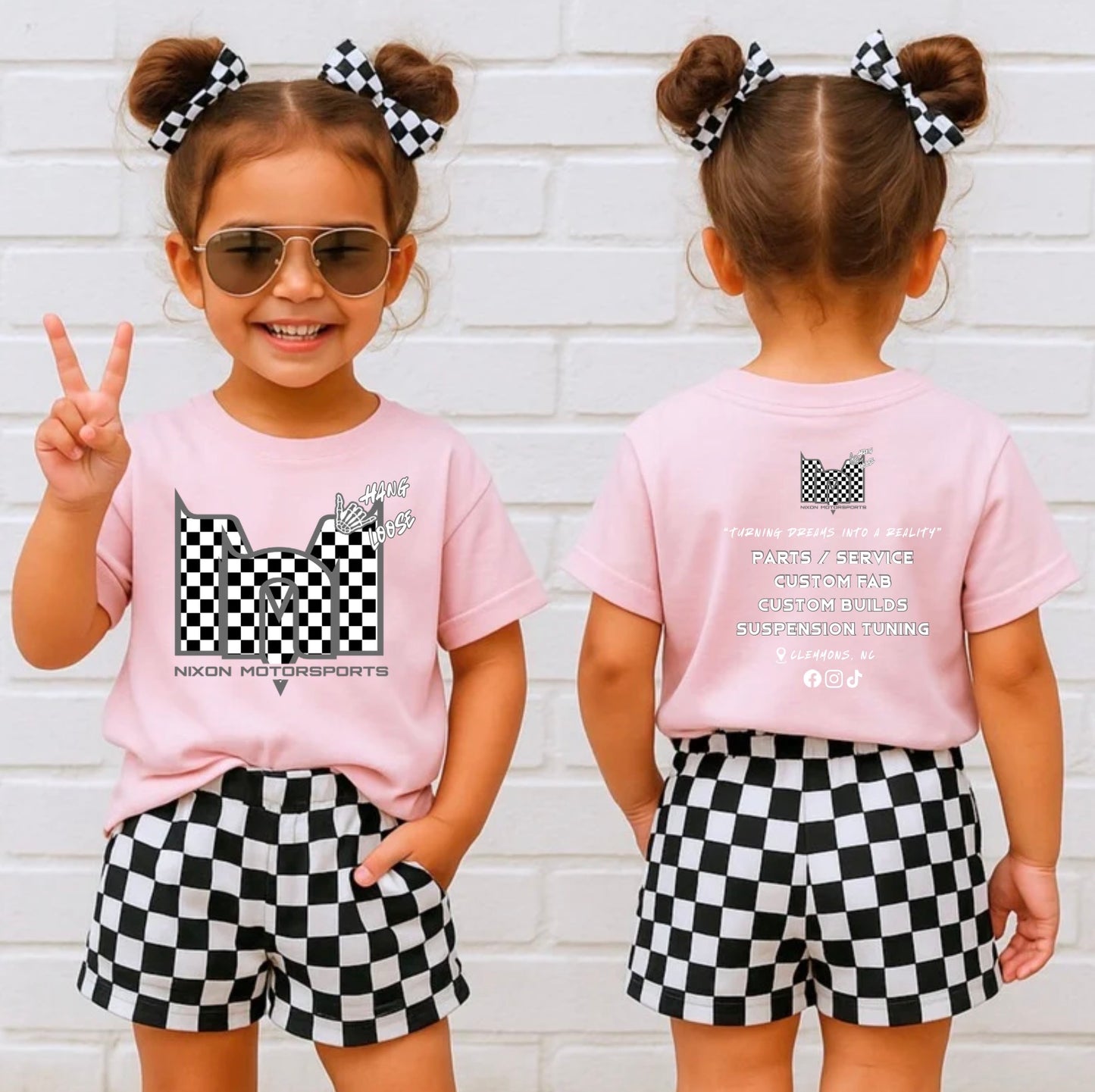 Kids light pink checkered tshirt