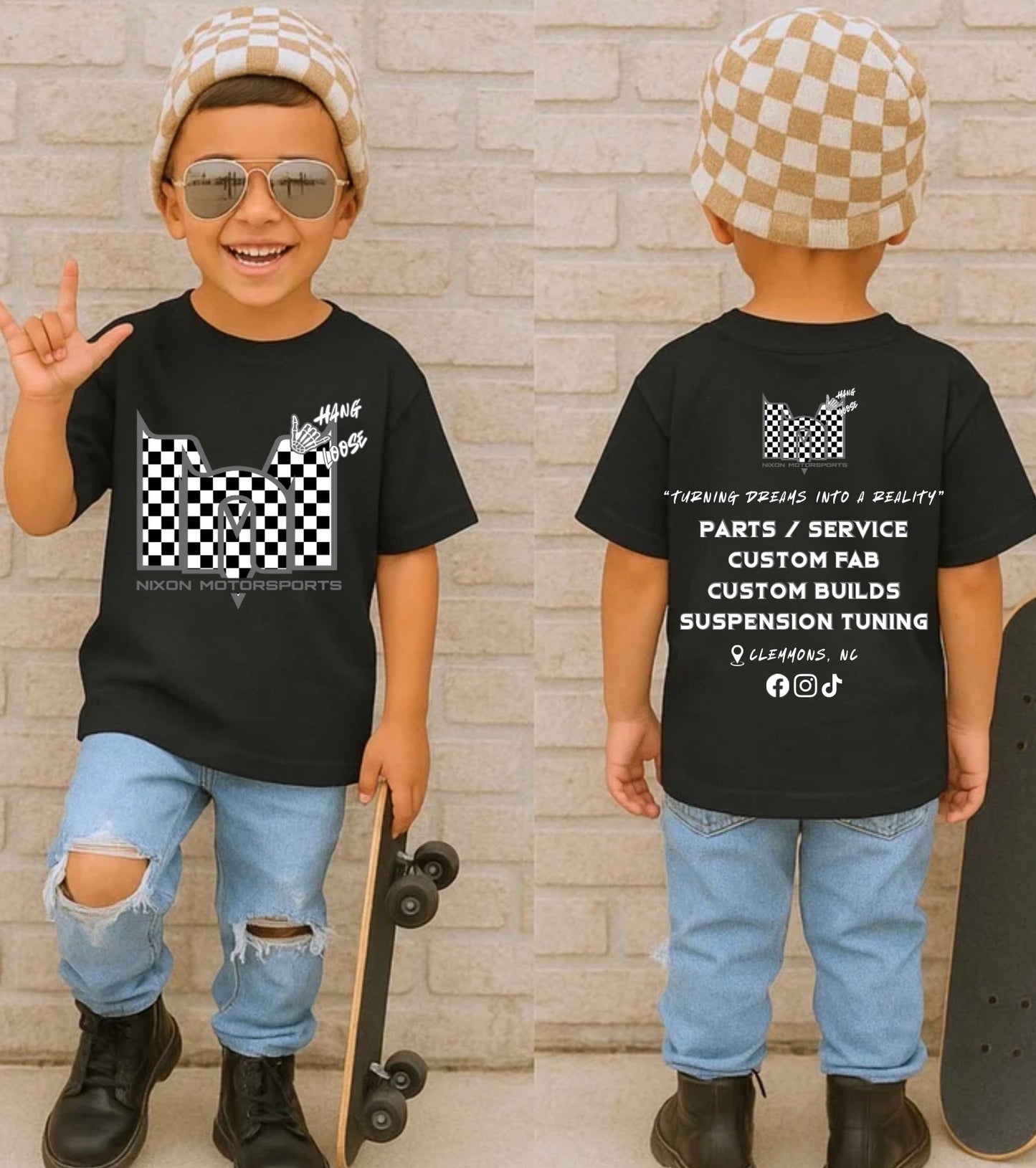 Kids checkered black tshirt