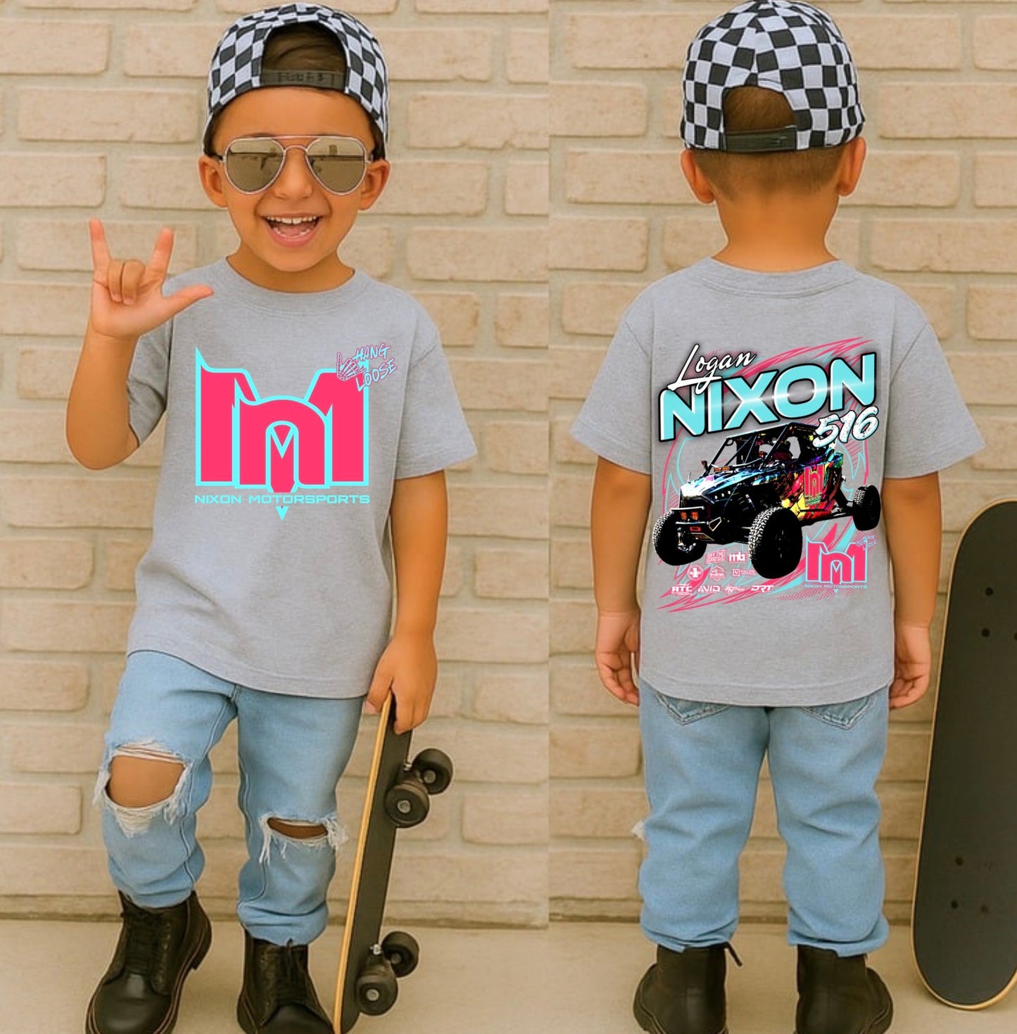 Kids race merch grey tshirt