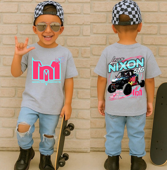 Kids race merch grey tshirt