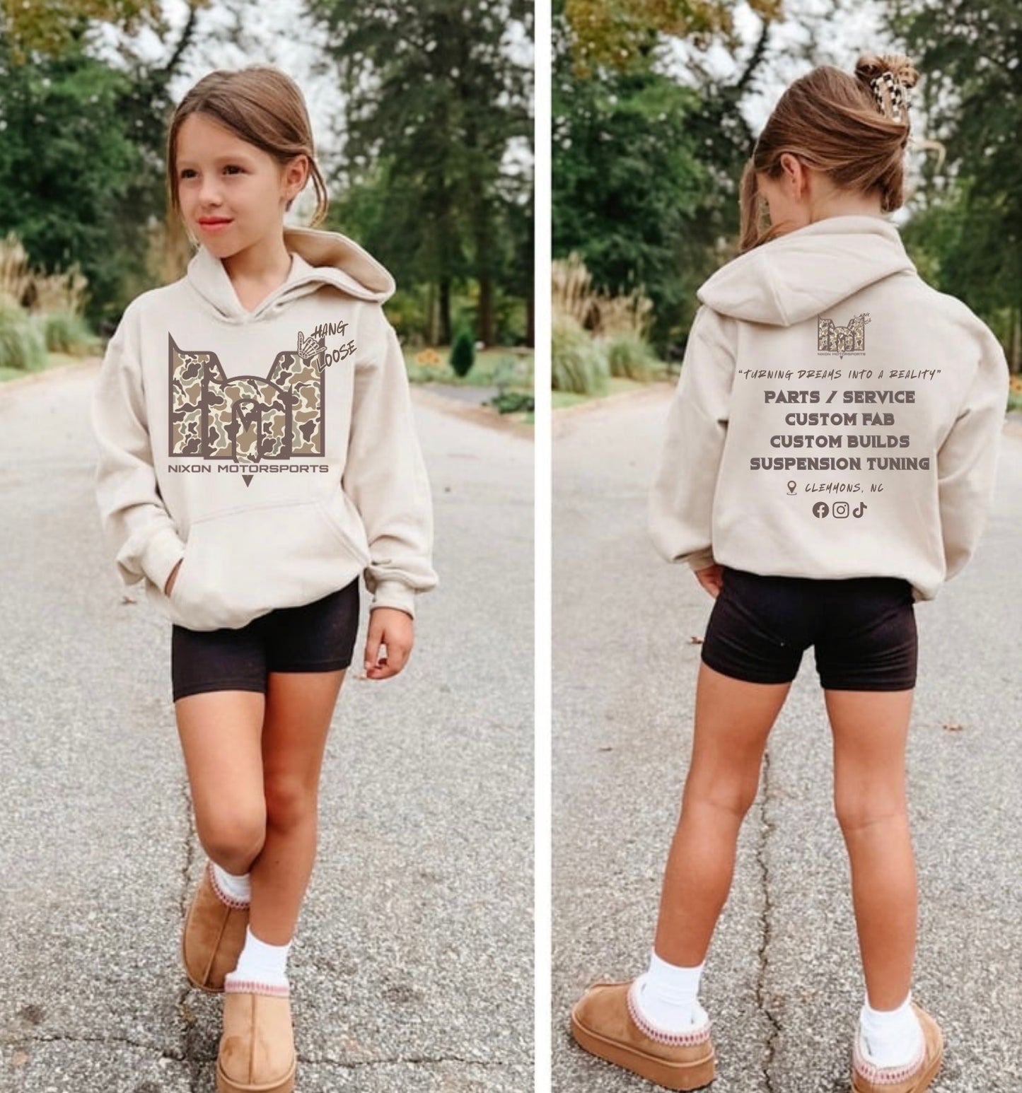 Kids camo logo sand hoodie
