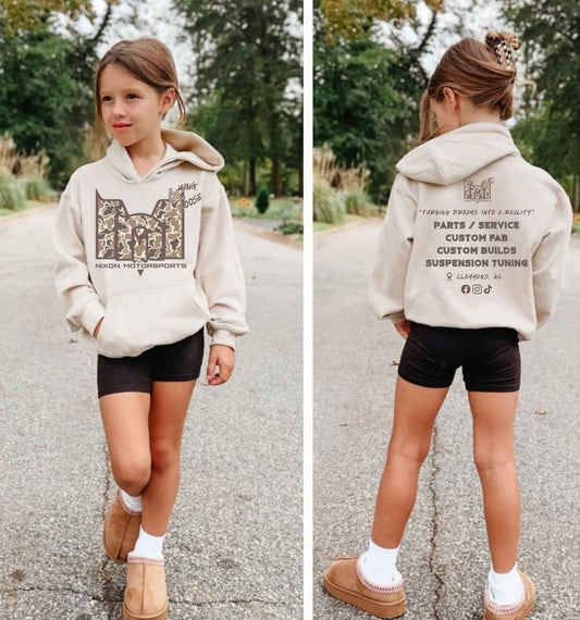 Kids camo logo sand hoodie