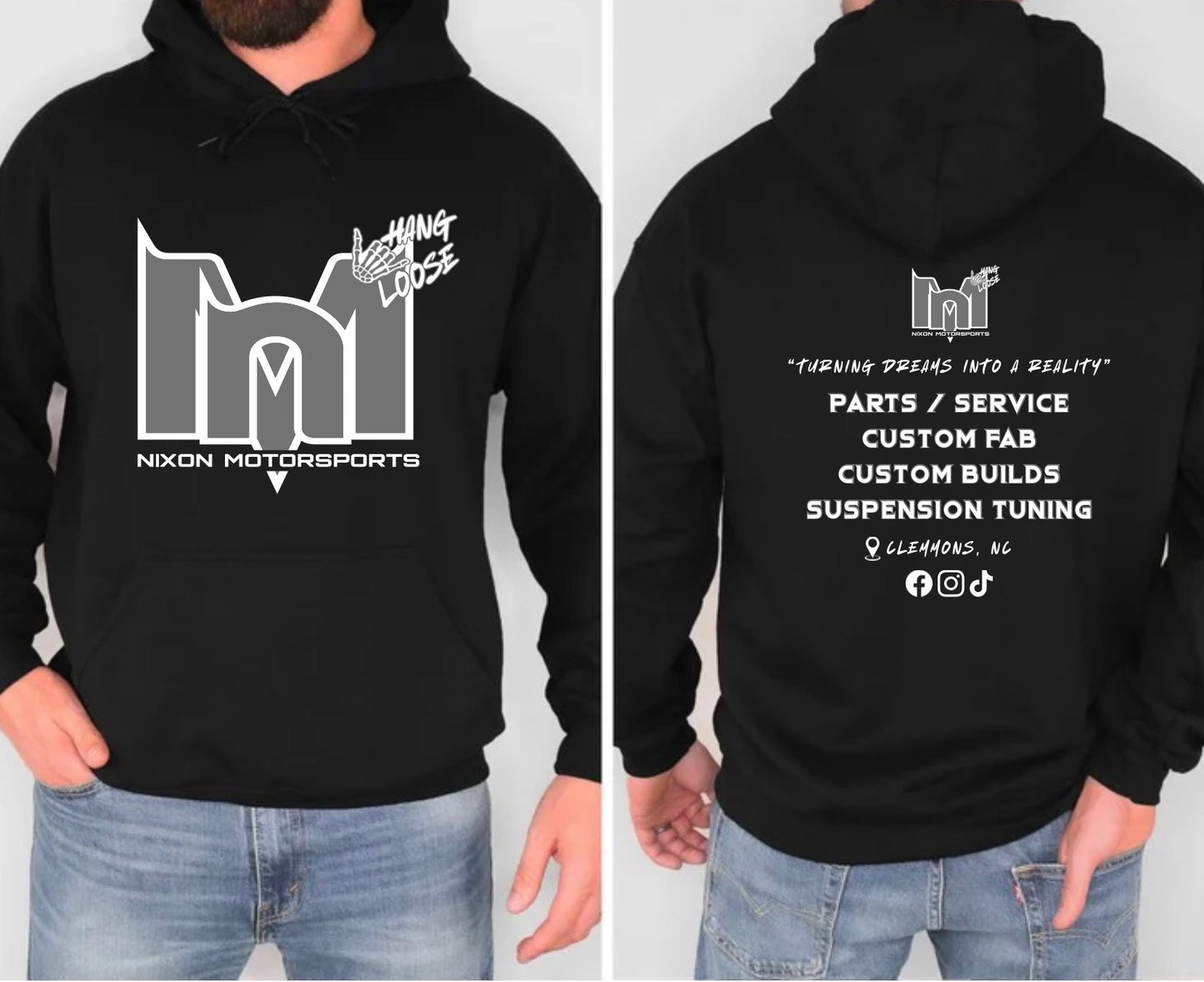 Black grey/white logo hoodie