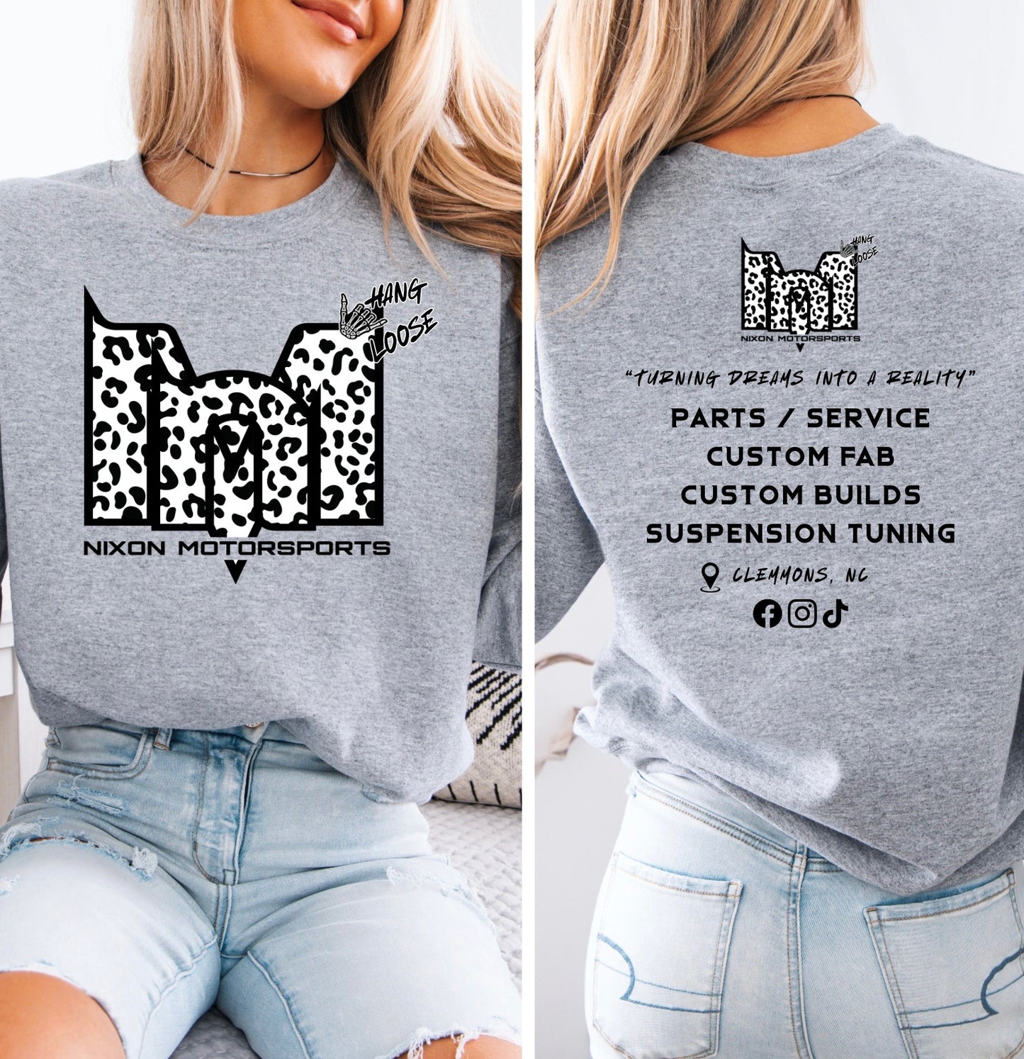 Grey cheetah crewneck