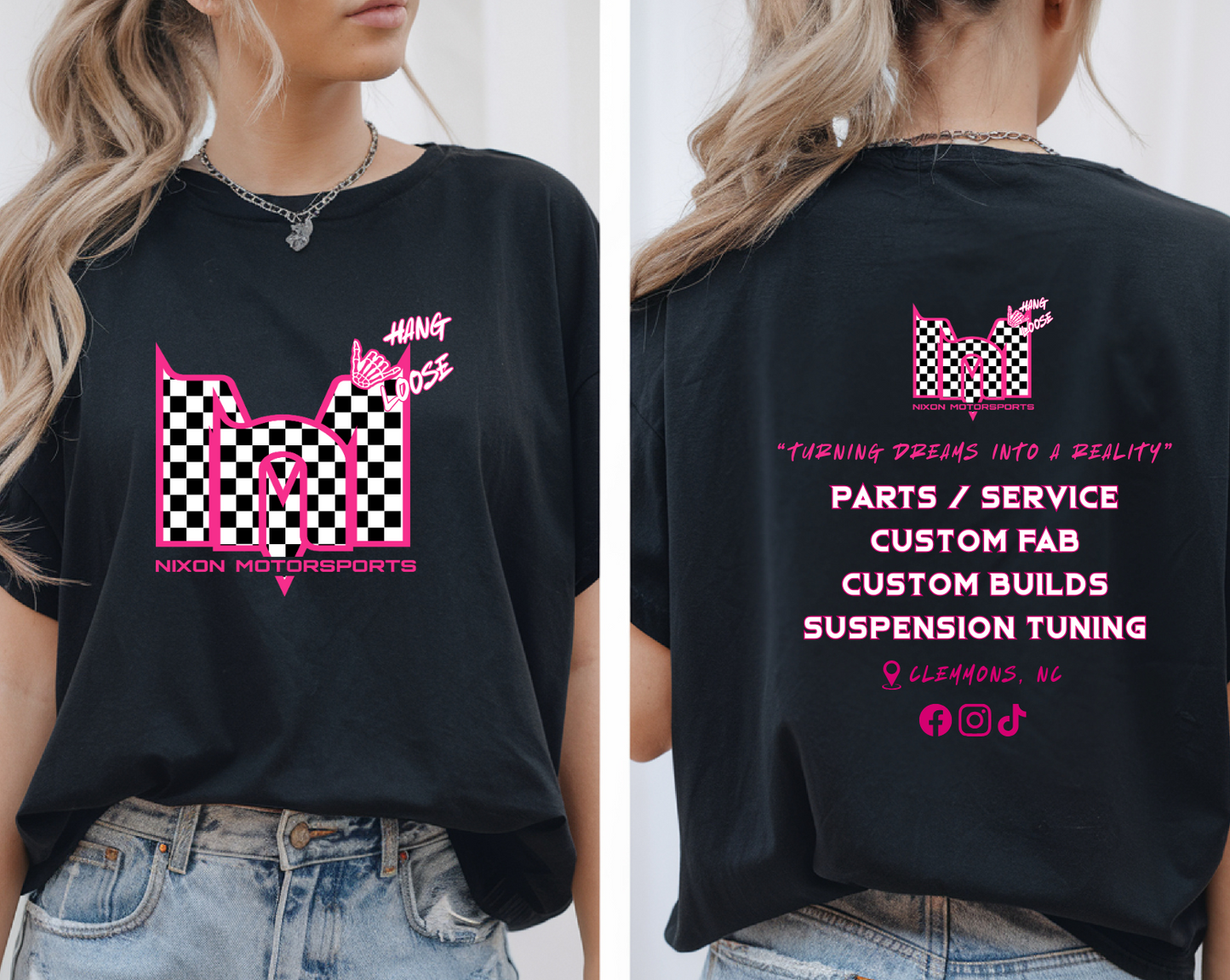 Checkered T-Shirts PINK & GREY